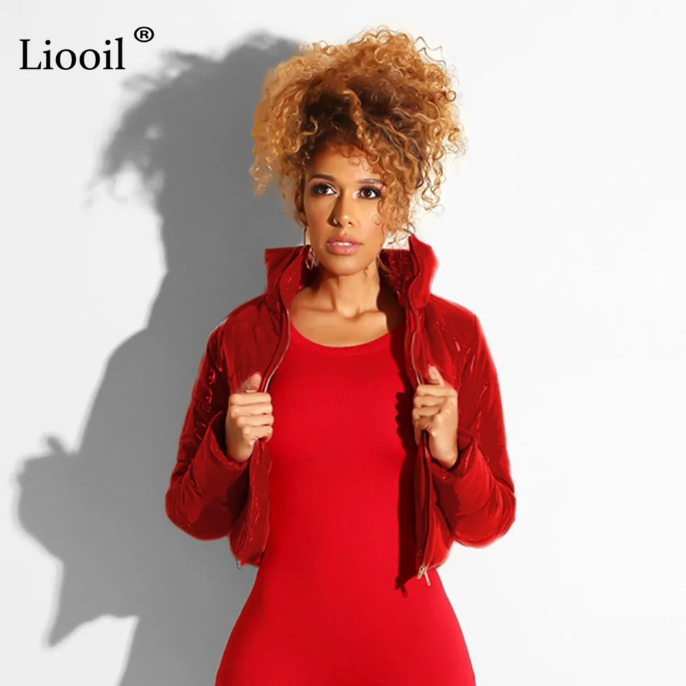 Finest Liooil Warm Winter Coats And Jackets Women 2019 Autumn Streetwear Long Sleeve Zip Up Sexy Short Coa