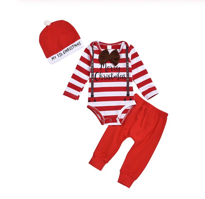 2020 Christmas Newborn Clothing Set Baby Boy clothes Set Bow Tie Infant