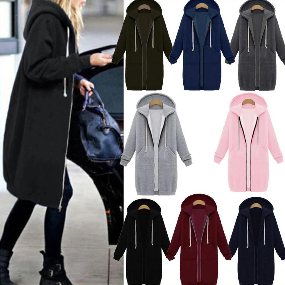 Женский утепленный свитшот с капюшоном длинное пальто карманами куртка на