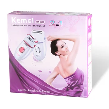 

Kemei 2 in 1 Epilator Electric Shaver Defeatherer Depilatory Rechargeable KM-2668 Hair Remover Female Body face Underarm