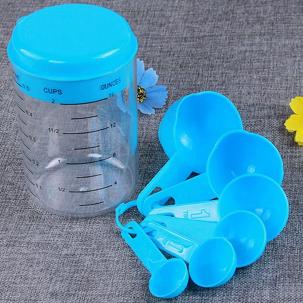 7 Pcs Set Measuring Spoons Measuring Cups Plastic Baking Utensil Practical Kitchen Measure Tools Suitable For Beginner