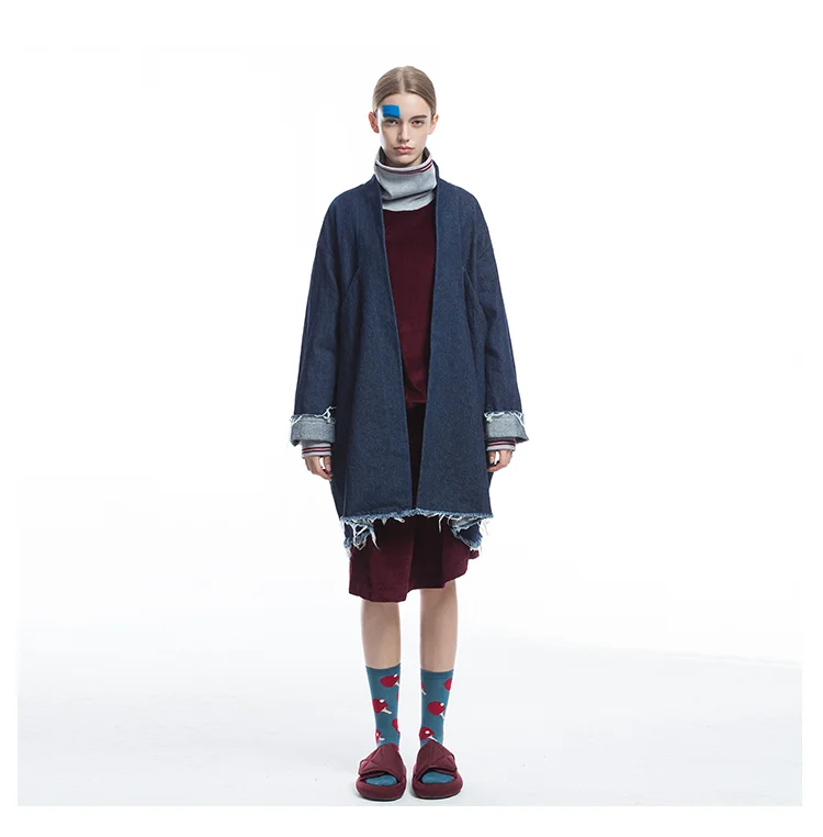 IRINAFC06 FW Коллекция Новое поступление негабаритных Длинные женские джинсовые куртки