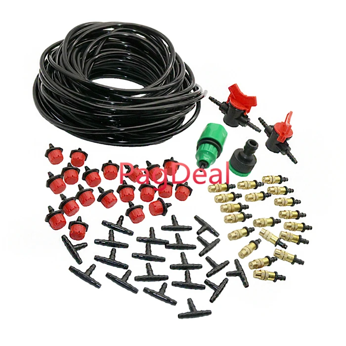 

Auto DIY Watering Irrigation System Outdoor Garden Mist Cooling System 4/7mm Hose 20pcs Copper Sprinkler Nozzles Kit