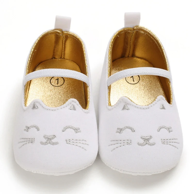 

2021 Toddler Cute Cat Print Anti-Slip Princess Shoes 0-18M Baby Girls Casual Sneakers Soft Soled First Walkers