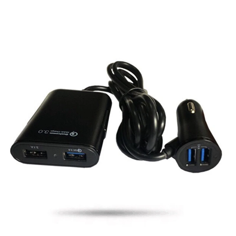 QGEEM 4 USB QC 3,0 Автомобильное зарядное устройство Быстрая зарядка 3,0 телефон автомобильное быстрое переднее заднее зарядное устройство адаптер автомобильное портативное зарядное устройство разъем для iPhone