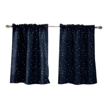 

Blackout Curtains Children's Room for Boys and Girls, Thermally Insulated Curtains with Twinkling Silver Stars, Pole Curtains, (