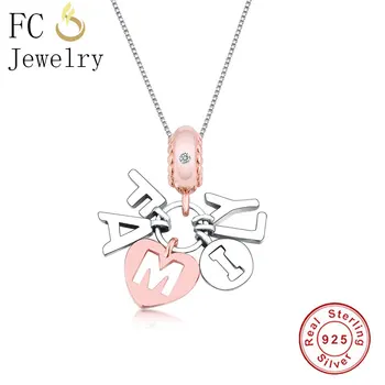 

FC Jewelry Pure 925 Sterling Silver Initial Letter Family Rose Gold Multi Necklaces & Pendants Femme Chain Choker Fashion Kolye