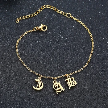 

Stainless Steel Letter Initial Name Bracelets Bangles Gothic Letter Bracelets Women Wedding Jewelry Anniversary Love Gift New