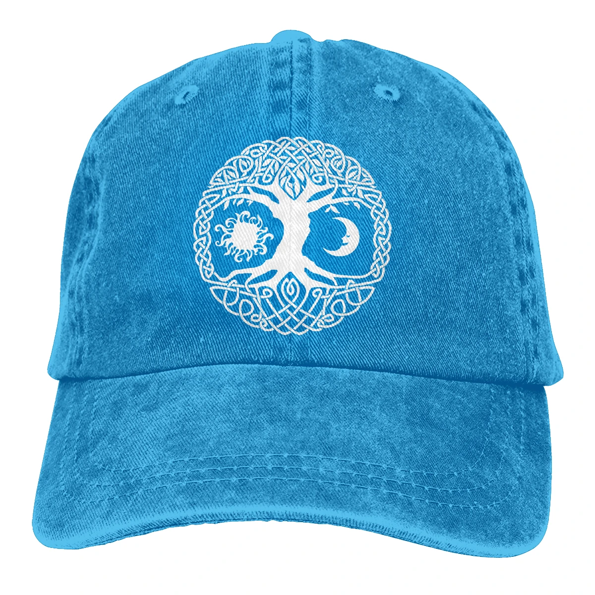 Дерево жизни Солнце Луна Casquette черный унисекс Мужские Женские деним Strapback бейсболка Регулируемая Гольф папа шляпа