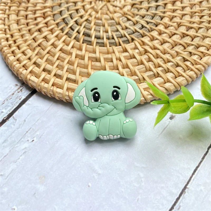 10PCS BPA 무료 코끼리  실리콘 구슬 음식 학년  간호 Teether 장난감 액세서리에 대 한 귀여운 Teething 구슬