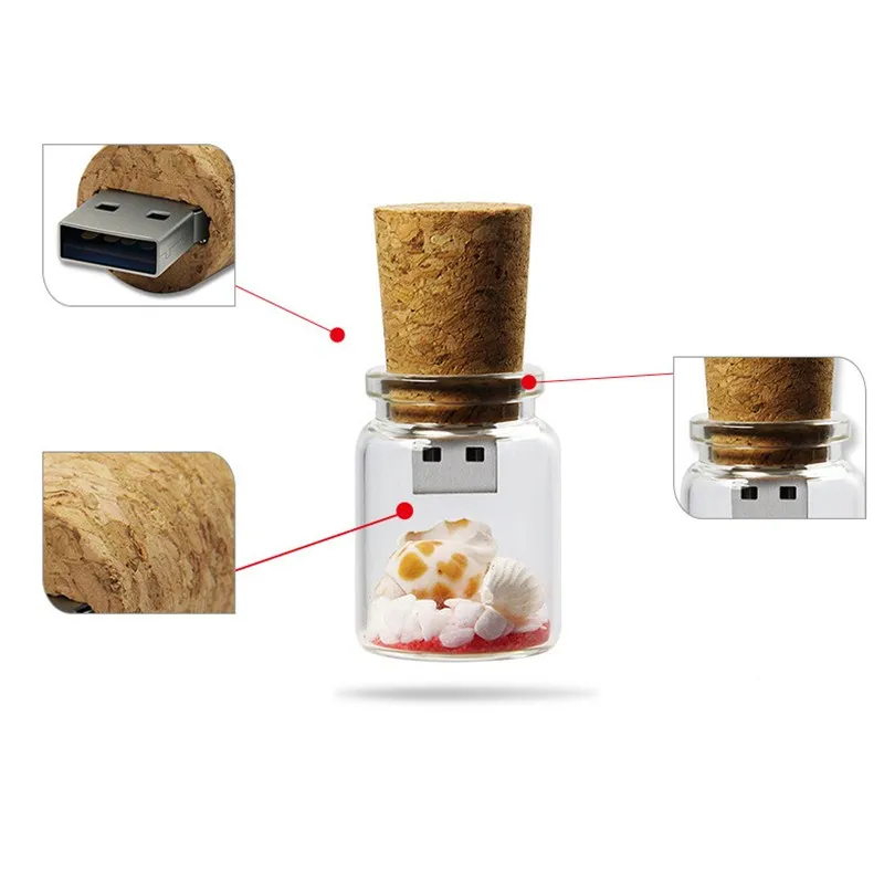 

Glass Drift Bottle Usb Flash Drive Usb 2.0 Pen Drive Waterproof Memory Stick U Disk 128GB Usb Stick 512GB Pendrive 256GB Usb Key