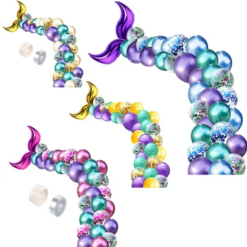 

42Pcs Baby Shower Mermaid Tail Balloon Arch Set Balloon Chain/Glue Metallic Latex Balloons Garlands For Birthday Wedding Decor