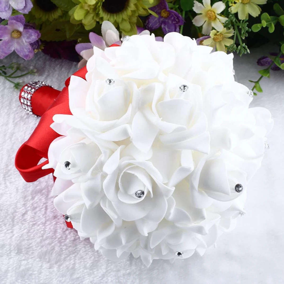 1 комплект ручной работы пена Искусственный Розовый Шелковый букет для невесты свадебные цветочные украшения красивые модные цветочные аксессуары