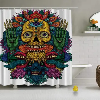 

Vector Psychedelic Skull Third Eye Vector Waterproof Shower Curtain for Bath Tub,72''L x 72''W
