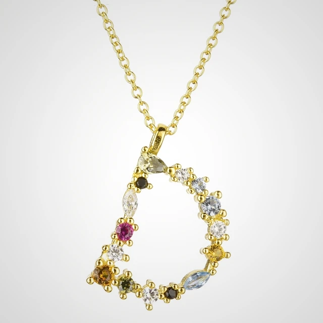 C P Pendant Crystal Long Chain Necklace 