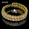 AOUSIX New Fashion Crystal 2 rows Bracelets & Bangles for Women 8 colors Rhinestone Stretching Bangle Upper Arm Bracelet Jewelry 4