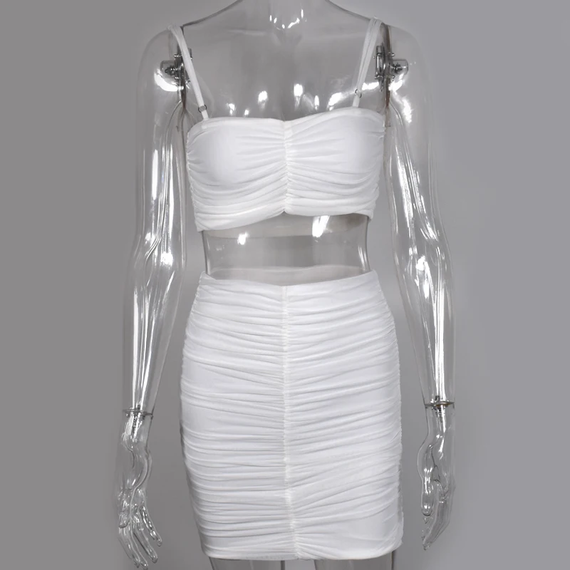 Colysmo, Двухслойное Сетчатое летнее платье для женщин, новинка, на тонких бретелях, облегающее, с рюшами, платье для женщин, вечерние, для ночного клуба, белое