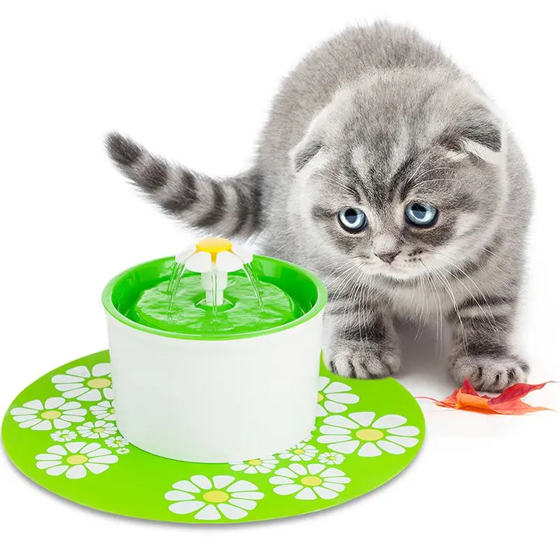 

Pet Placemat Cat Dog Large Floral Anti Slip Waterer Pad Silicone Water Dispenser Fountain Feeder Mats ZA