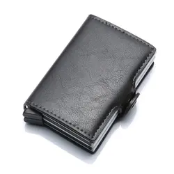 Men double Aluminum Leather Credit Card Holder RFID  Wallet Automatic pop up Anti-theft women Purse Business ID Cardholder