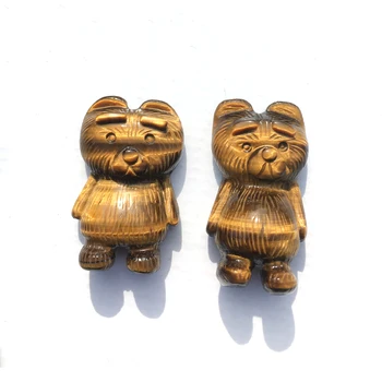 

Natural Carved Tiger Eye Stone Bear Rock Crystal Figurine Healing Crystal Stone Animal Figurine Fashion Gem Charm Jewelry Gift