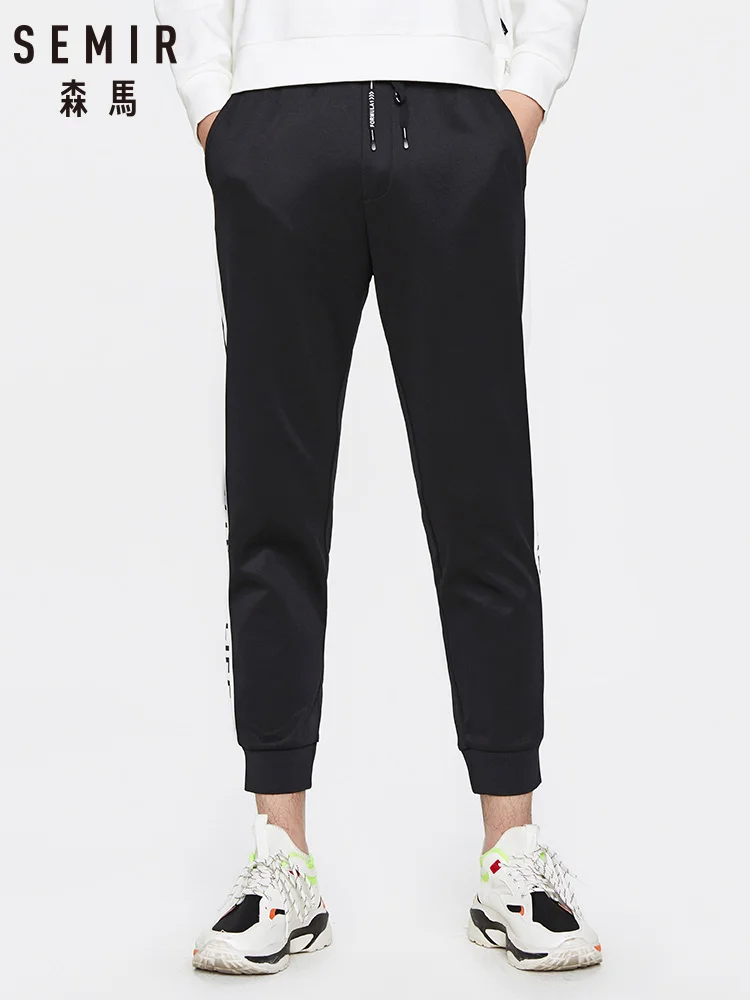 

SEMIR 2020 spring new casual trousers men hit color letters printed drawstring elastic waist small feet sports pants