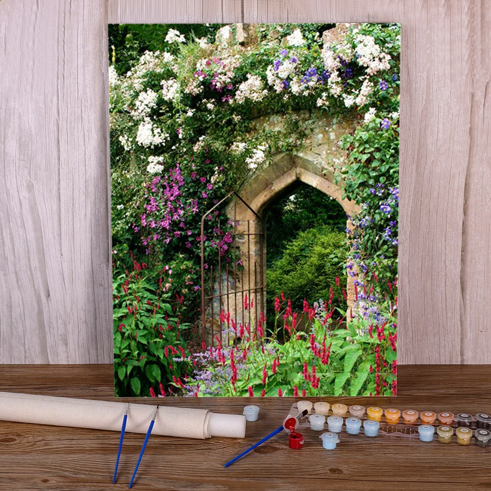 Landscape House Painting By Numbers Complete Kit Oil Paints 40*50 Oil