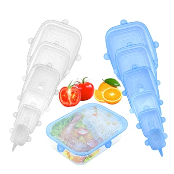 

6Pcs Silicone Food Seal Wrap Reusable Silicone Stretch Lids Bowl Pot Lid Keeping Food Fresh Cover