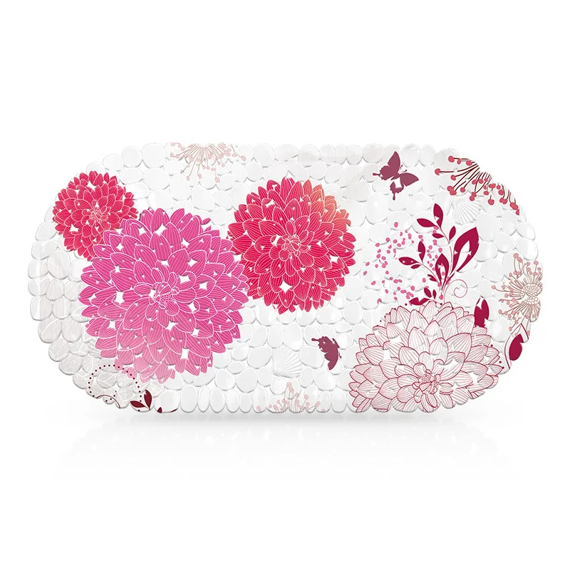 Hydrangea MINIFUN 69x35 см ПВХ коврик для ванной с принтом Противоскользящий коврик для ванной и душа пластиковая присоска коврик для ванной комнаты - Цвет: Hydrangea