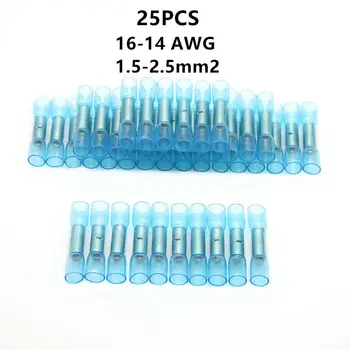 

25PCS Waterproof Heat Shrink Wire Butt Connectors Insulated Electrical Wire Crimp Terminals Butt Connectors 1.5-2.5mm2