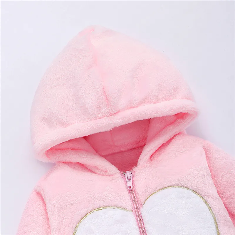 Одежда для новорожденных мальчиков и девочек от 0 до 24 месяцев зимний теплый комбинезон с длинными рукавами, комбинезон с капюшоном, Милая одежда