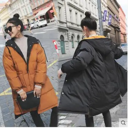 yellow black Winter Two Way Wear Jackets Snow Coat Hooded Long Down Parka Warm Thicken Coat Women-30 Degree Women's Parkas Coats - Color: yellow black