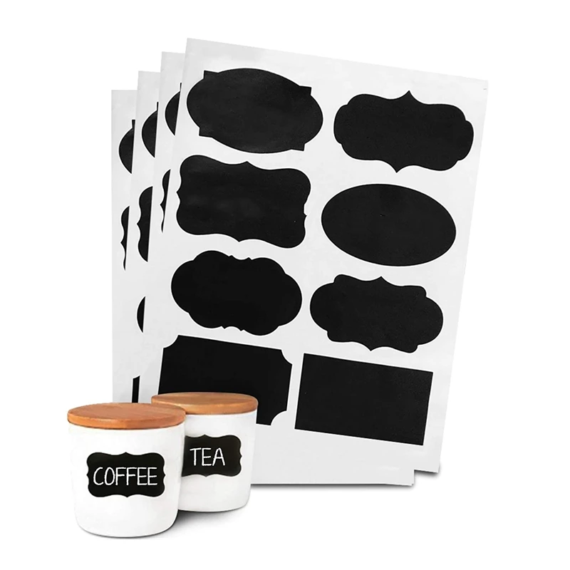 48Pcs Etichette Lavagna Riutilizzabile E Impermeabile Adesivi Per Contenitori Vasi Mason Di Spezie E Di Vetro Lavagna Organizzatore