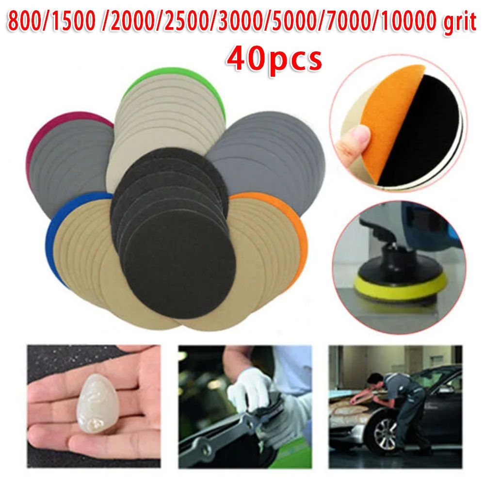 40* шкурок 5 шт для каждой грит 800/1500/2000/2500/3000/5000/7000/10000 Водонепроницаемый абразивный шлифовальный диск шлифовки и полировки