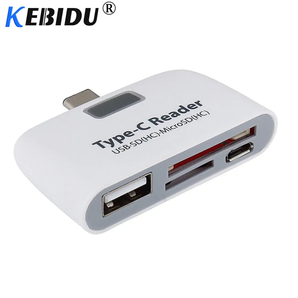 Kebidu 3 в 1 адаптер для карт памяти USB 3,1 type C USB-C TF SD OTG кард-ридер для телефонов Macbook, планшетных карт, чтения