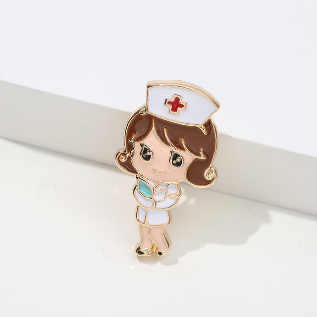 Sale Medical Medicine Brooch Pin Stethoscope Electrocardiogram Heart Shaped Pin Nurse Doctor Backpack Lapel Enamel Jewelry