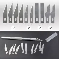 Couteau utilitaire d'art, lame #3 #4 #11 #16, ensemble de stylos de coupe autocollants en papier, couteaux d'artisanat en bois, outil de Sculpture à graver 10 pièces 