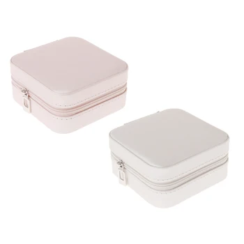 

2Pcs Portable Jewelry Box Zipper Pu Storage Organizer Jewelry Holder Packaging Display Travel Jewelry Case Gift Boxes for Women