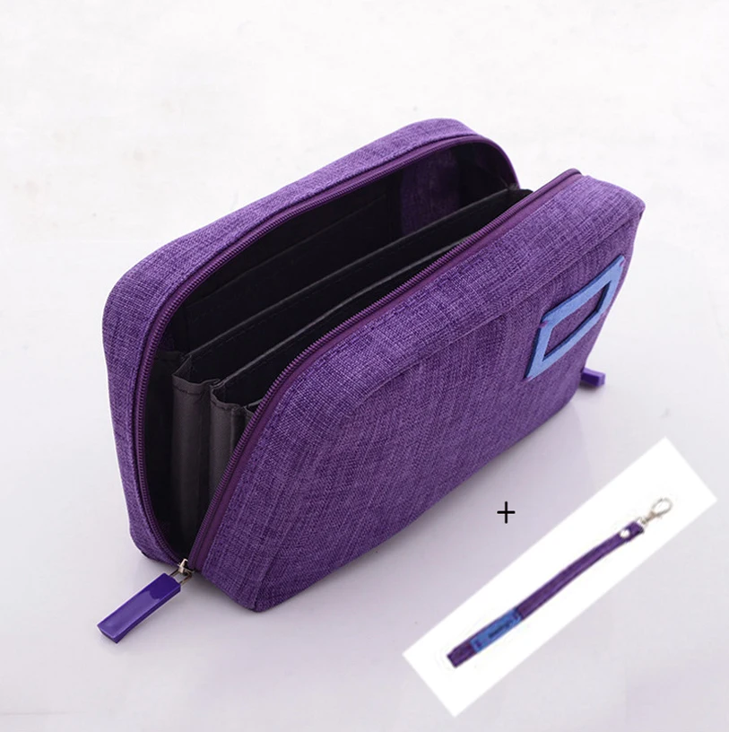 (Hand strap)-Purple Mini Wallet Portable Multi-layer Purse Key Passport Passbook Pokemon Card Organizer Credit Card Holder/toiletry Bag/digital Bags - Цвет: (Hand strap)-Purple