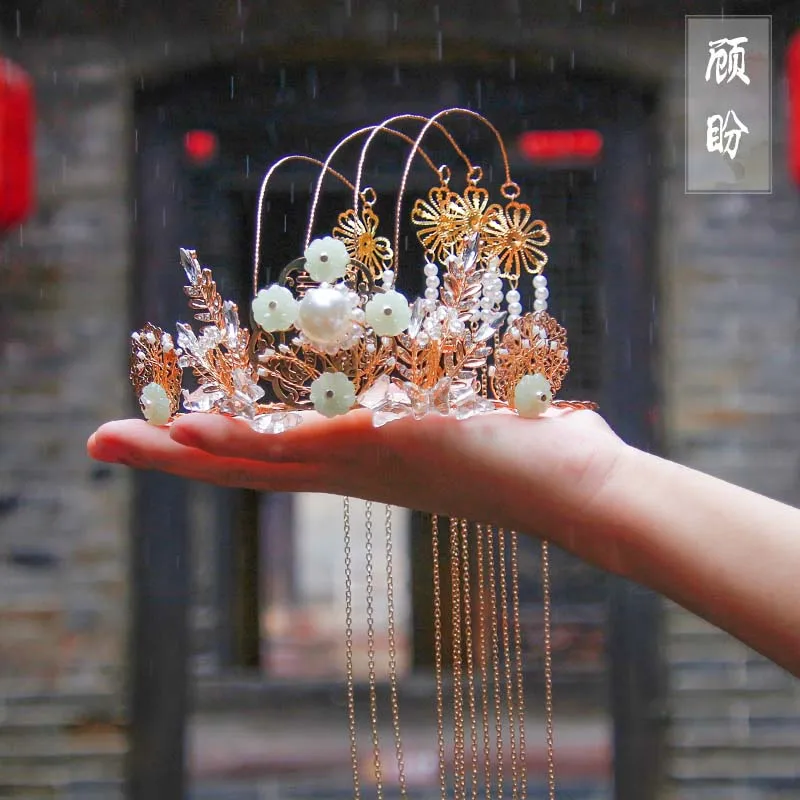 Han Fu волос аксессуары-кисточки шаг пожать ювелирные изделия, корона для волос аксессуары волшебный древний заколка для волос полный набор аксессуаров для волос
