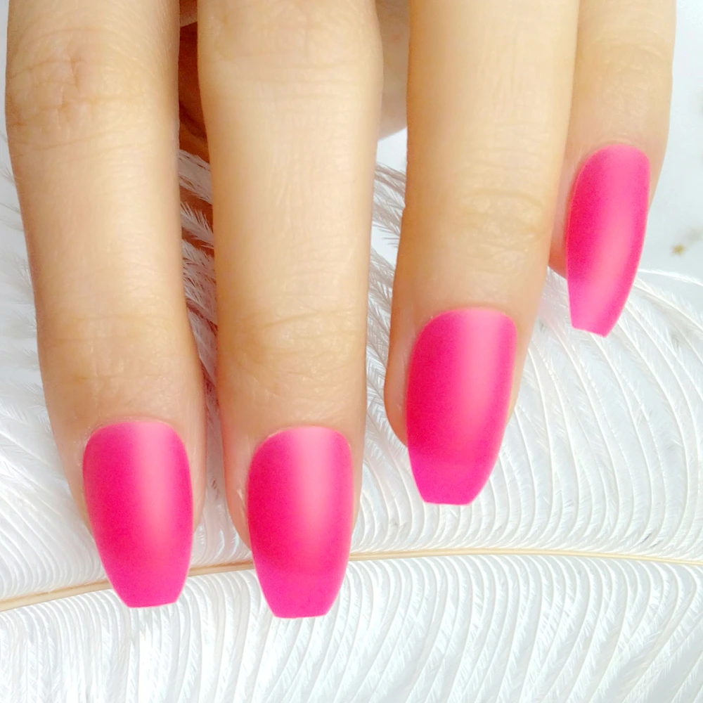 

24 Pcs Matte Artificial Fake Nails Plastic Coffin False Nails For Manicure DIY Lady Fingernails Art Tip