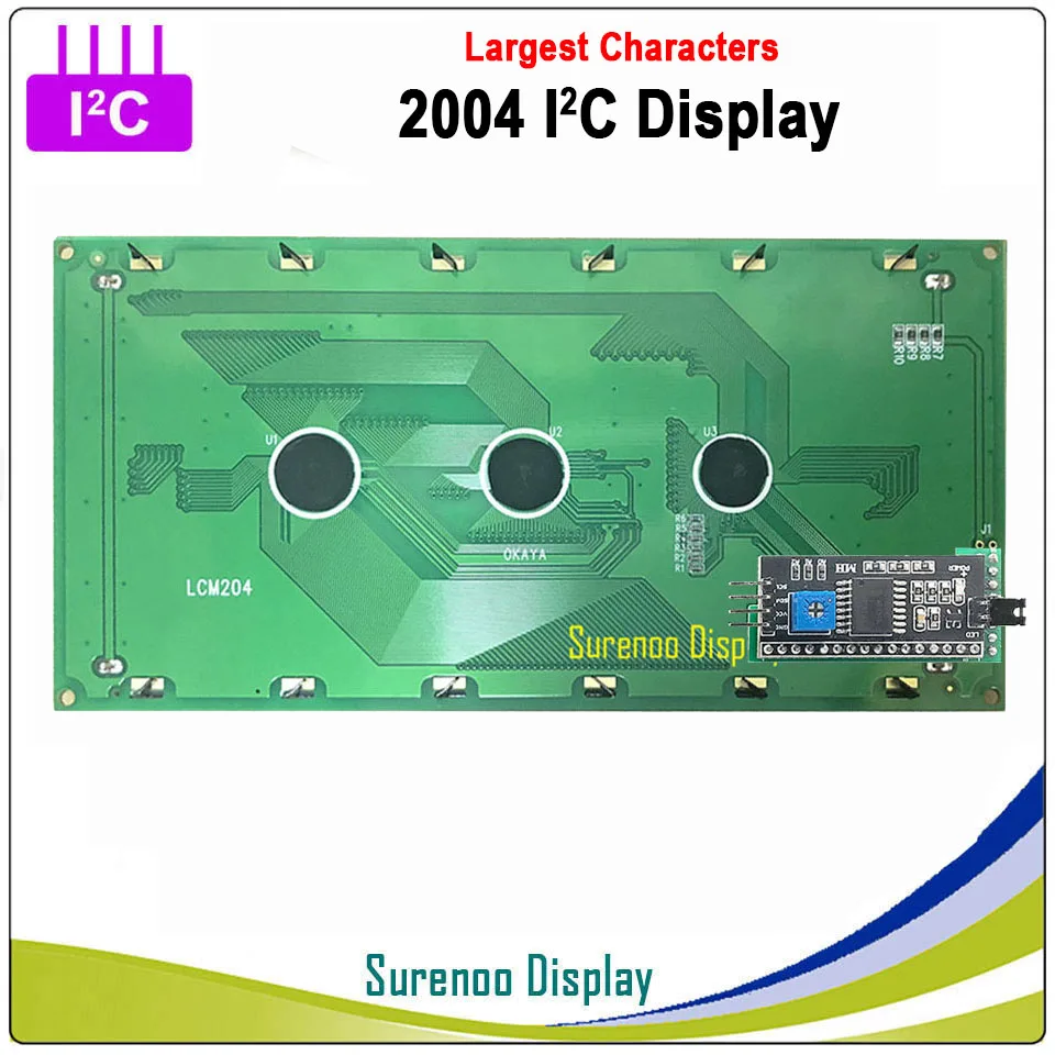 Серийный IIC/igc/TWI 2004 204 20*4 большой символ ЖК-модуль дисплей желтый зеленый синий с подсветкой для Arduino