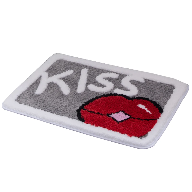 kiss Коврик для двери из микрофибры, ковер для спальни, кухни, ванной, ванной комнаты, нескользящий коврик с мультяшным принтом, впитывающий коврик для ног - Цвет: kiss