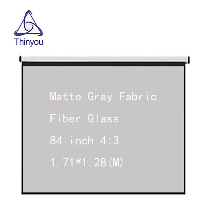 Thinyou 84 inch 4:3 Hand Projector Screen Matte Gray Fabric Fiber Glass 3D HD Wall Mounted HD for Home Theater office