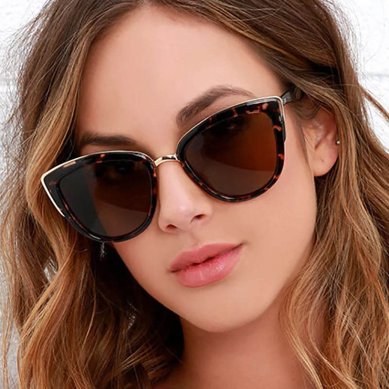 

2021 Cat Eye Fashion Sunglasses Plastic Women Vintage Small Sun Glasses Mirror Sunglasses Female UV400 Lunette De Soleil Femme