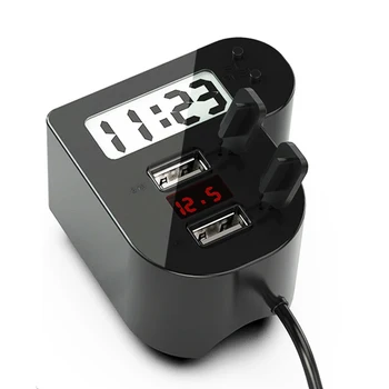 

Motorcycle Quick Charge Dual USB 5V 3.1A/1.5A Charger Motorbike Digital Clock LED Voltmeter Waterproof USB Cover Accessories