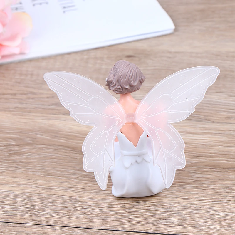 1PC Flying Flower Fairy Garden Miniature White Angel Flower Ornaments DIY Home Decoration Accessories Desk Decor Cake Ornaments