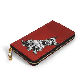 NOISYDESIGNS-billetera de piel auténtica para Mujer, bolso de mano con estampado de perro, de alta calidad