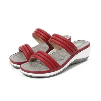 Ladies Open Top Double Straps Slippers