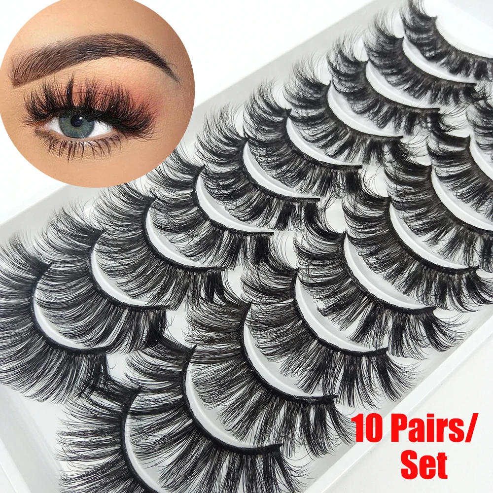 

5/10 Pairs 3D Mink Hair False Eyelashes Multilayer Thick Wispies Natural Eyelashes Extension Messy Handmade Makeup Lashes