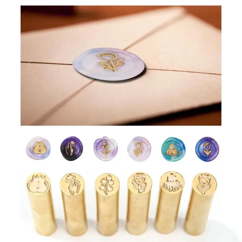 

Retro Cylindrical Seal Wax Brass Stamp for Envelope Seal Stamp Seal Wax DIY Invitation Cards Decoration Craft Gift